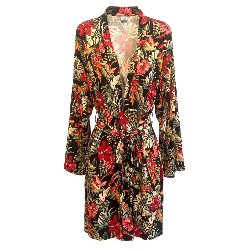 JOY AND JAMS Kiki Black Floral Bamboo Robe XL